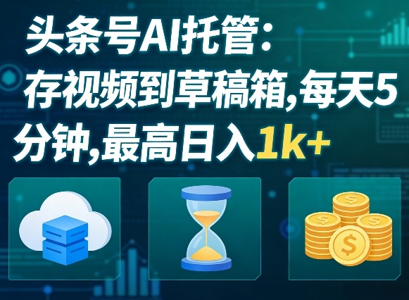 头条号AI托管，我存视频到你草稿箱，每天5分钟，最高日入1k+【揭秘】汇创网-网创项目_汇创网_中创网_福缘网_冒泡网_网创项目平台汇创网