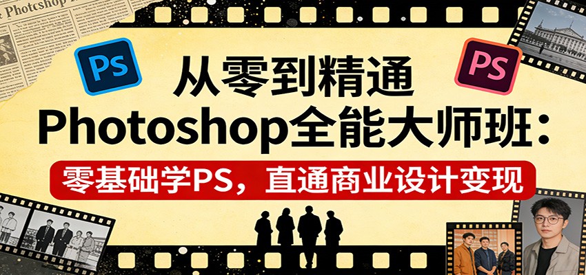 从零到精通Photoshop全能大师班：零基础学PS，直通商业设计变现汇创网-网创项目_汇创网_中创网_福缘网_冒泡网_网创项目平台汇创网