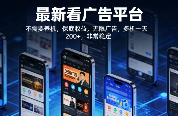 最新看广告平台，不需要养机，保底收益，无限广告，多机一天200+，非常稳定【揭秘】汇创网-网创项目_汇创网_中创网_福缘网_冒泡网_网创项目平台汇创网