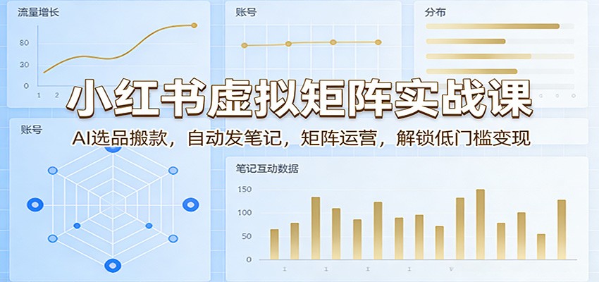 小红书虚拟矩阵实战课：AI选品搬款，自动发笔记，矩阵运营，解锁低门槛变现汇创网-网创项目_汇创网_中创网_福缘网_冒泡网_网创项目平台汇创网
