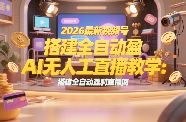 2026最新视频号AI无人直播教学：搭建全自动盈利直播间，低成本开启副业变现汇创网-网创项目_汇创网_中创网_福缘网_冒泡网_网创项目平台汇创网
