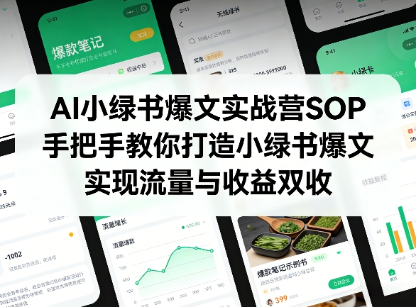 AI小绿书爆文实战营SOP,手把手教你打造小绿书爆文,实现流量与收益双收汇创网-网创项目_汇创网_中创网_福缘网_冒泡网_网创项目平台汇创网