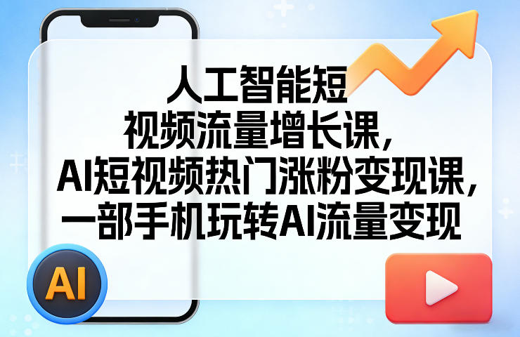 人工智能短视频流量增长课，AI短视频热门涨粉变现课，一部手机玩转AI流量变现汇创网-网创项目_汇创网_中创网_福缘网_冒泡网_网创项目平台汇创网
