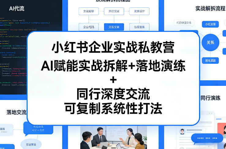小红书企业实战私教营，AI赋能实战拆解+落地演练+同行深度交流，可复制系统性打法汇创网-网创项目_汇创网_中创网_福缘网_冒泡网_网创项目平台汇创网
