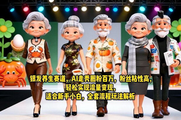 银发养生赛道，AI走秀圈粉百万，粉丝粘性高，轻松实现流量变现，适合新手小白，全套流程玩法解析汇创网-网创项目_汇创网_中创网_福缘网_冒泡网_网创项目平台汇创网