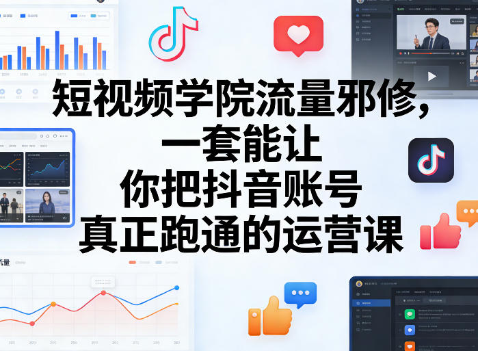 短视频学院流量邪修，一套能让你把抖音账号真正跑通的运营课汇创网-网创项目_汇创网_中创网_福缘网_冒泡网_网创项目平台汇创网