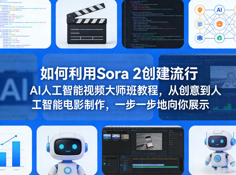 如何利用Sora 2创建流行AI人工智能视频大师班教程，从创意到人工智能电影制作，一步一步地向你展示汇创网-网创项目_汇创网_中创网_福缘网_冒泡网_网创项目平台汇创网