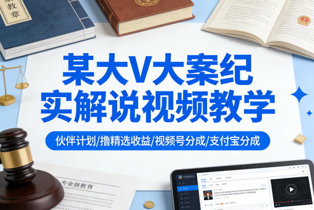 某大V大案纪实解说视频教学，可做伙伴计划、撸精选收益，视频号和支付宝分成计划均可汇创网-网创项目_汇创网_中创网_福缘网_冒泡网_网创项目平台汇创网