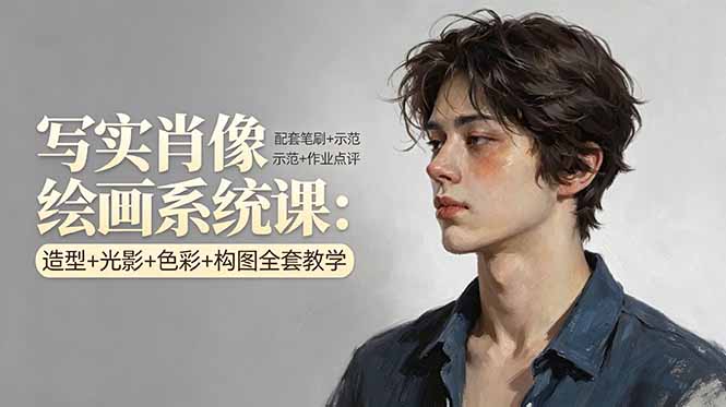 （17967期）写实肖像绘画系统课：造型+光影+色彩+构图全套教学，配套笔刷+示范+作业点评汇创网-网创项目_汇创网_中创网_福缘网_冒泡网_网创项目平台汇创网