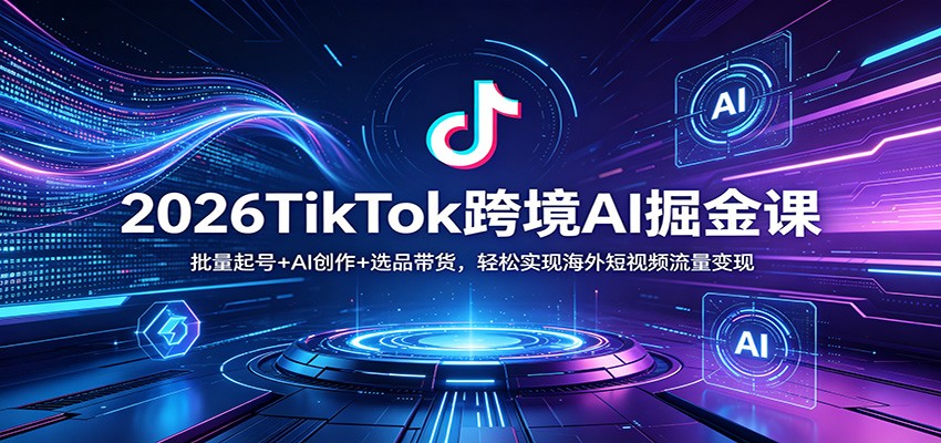 2026TikTok跨境AI掘金课:批量起号+AI创作+选品带货,轻松实现海外短视频流量变现汇创网-网创项目_汇创网_中创网_福缘网_冒泡网_网创项目平台汇创网