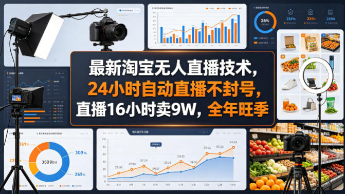 最新淘宝无人直播技术，24小时自动直播不封号，直播16小时卖9W，全年旺季【揭秘】汇创网-网创项目_汇创网_中创网_福缘网_冒泡网_网创项目平台汇创网