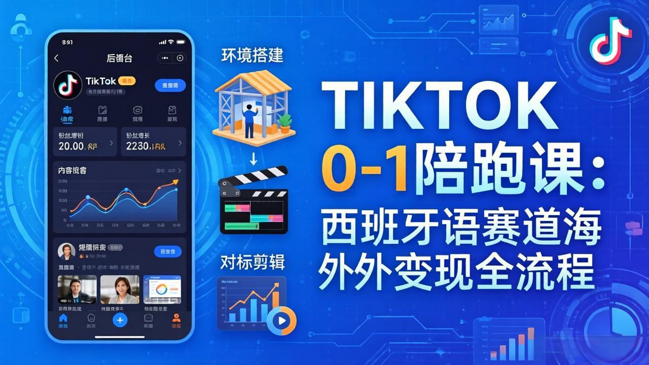 （17908期）TIKTOK 0-1 陪跑课：从环境搭建到刷对标剪辑，西班牙语赛道海外变现全流程汇创网-网创项目_汇创网_中创网_福缘网_冒泡网_网创项目平台汇创网