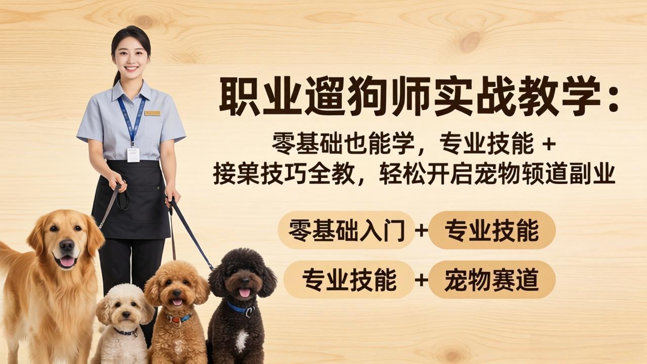 （18115期）职业遛狗师实战教学：零基础也能学，专业技能 + 接单技巧全教，轻松开启宠物赛道副业汇创网-网创项目_汇创网_中创网_福缘网_冒泡网_网创项目平台汇创网