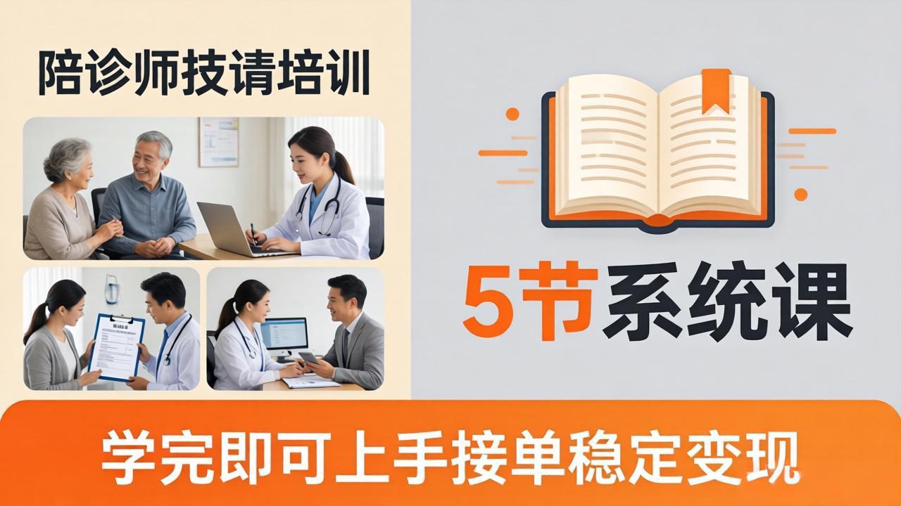 （18116期）想做陪诊师不知从何下手？5节系统课教你掌握核心技能，学完即可上手接单稳定变现汇创网-网创项目_汇创网_中创网_福缘网_冒泡网_网创项目平台汇创网