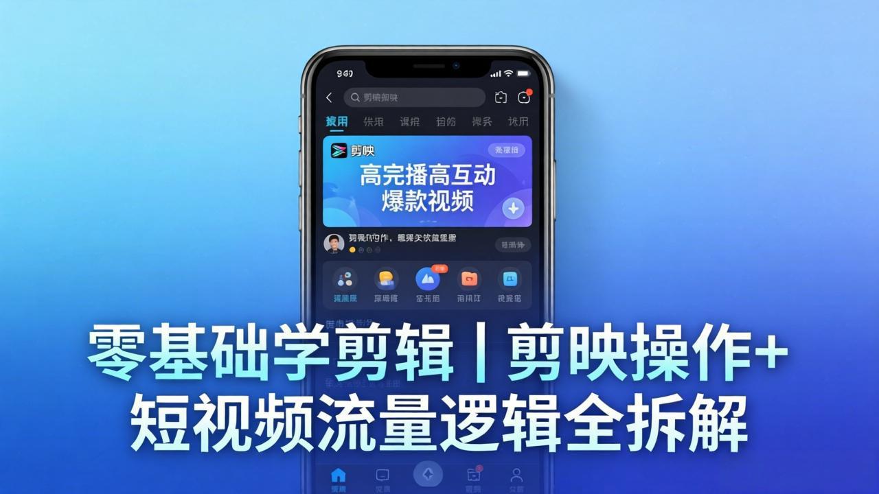 （18117期） 【零基础学剪辑】剪映操作+短视频流量逻辑全拆解｜手把手教你剪出高完播高互动爆款视频汇创网-网创项目_汇创网_中创网_福缘网_冒泡网_网创项目平台汇创网