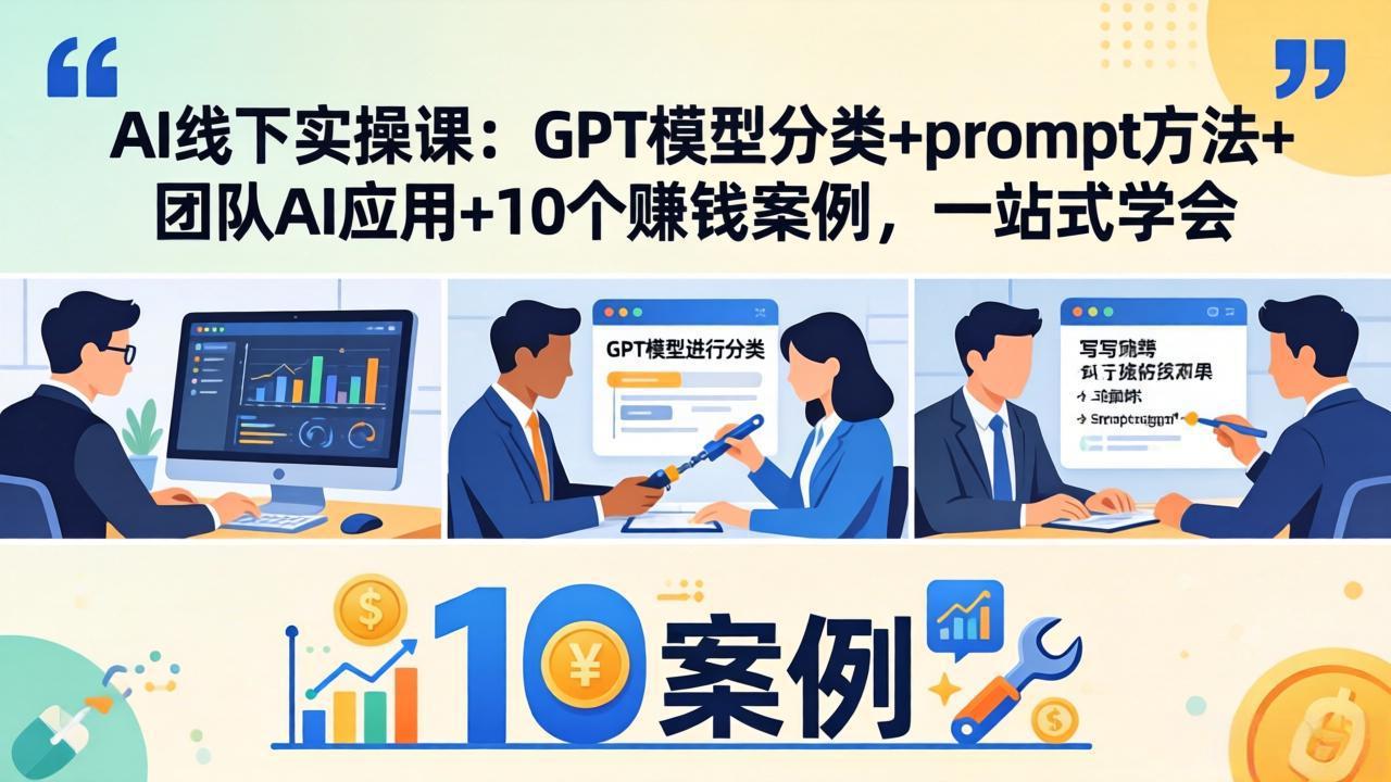 （18017期）AI线下实操课：GPT模型分类+prompt方法+团队AI应用+10个赚钱案例，一站式学会汇创网-网创项目_汇创网_中创网_福缘网_冒泡网_网创项目平台汇创网