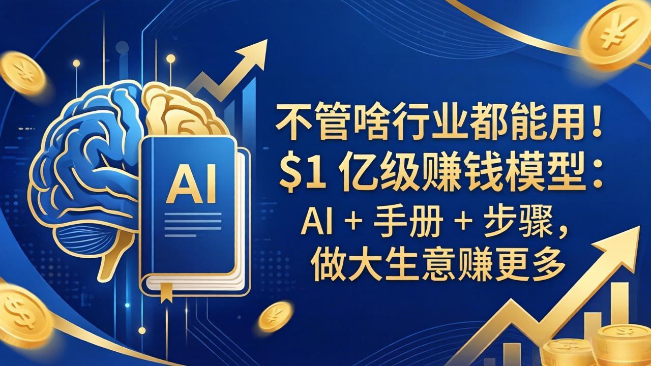 （18055期）不管啥行业都能用！$1 亿级赚钱模型：AI + 手册 + 步骤，做大生意赚更多汇创网-网创项目_汇创网_中创网_福缘网_冒泡网_网创项目平台汇创网
