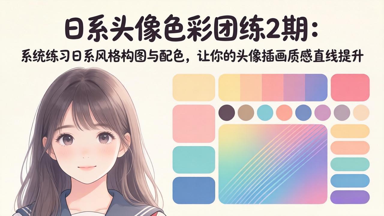 （18034期）日系头像色彩团练2期：系统练习日系风格构图与配色，让你的头像插画质感直线提升汇创网-网创项目_汇创网_中创网_福缘网_冒泡网_网创项目平台汇创网