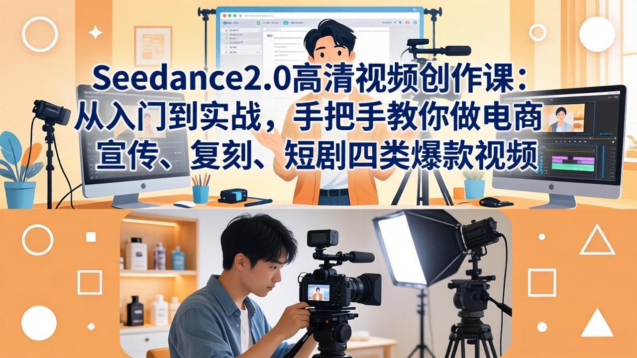 （18019期）Seedance2.0高清视频创作课：从入门到实战，手把手教你做电商、宣传、复刻、短剧四类爆款视频汇创网-网创项目_汇创网_中创网_福缘网_冒泡网_网创项目平台汇创网