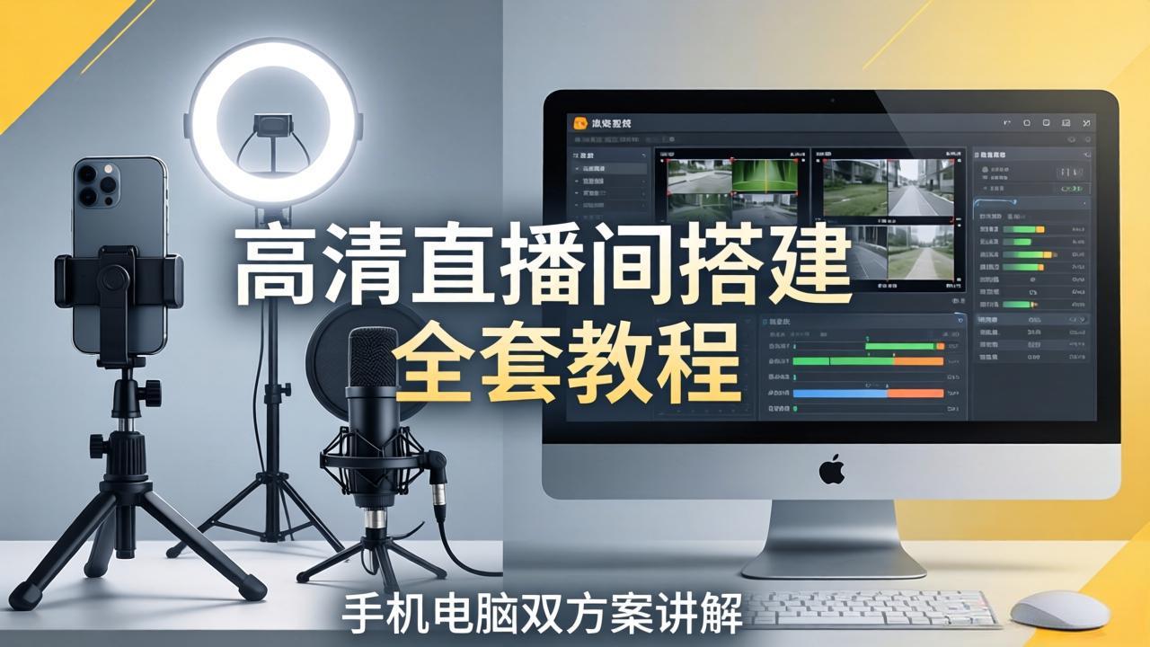 （18104期）高清直播间搭建全套教程，手机电脑双方案讲解，设备选型调试多机位实操教学汇创网-网创项目_汇创网_中创网_福缘网_冒泡网_网创项目平台汇创网