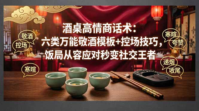 （18020期）付费文章：酒桌高情商话术：六类万能敬酒模板+控场技巧，饭局从容应对秒变社交王者汇创网-网创项目_汇创网_中创网_福缘网_冒泡网_网创项目平台汇创网