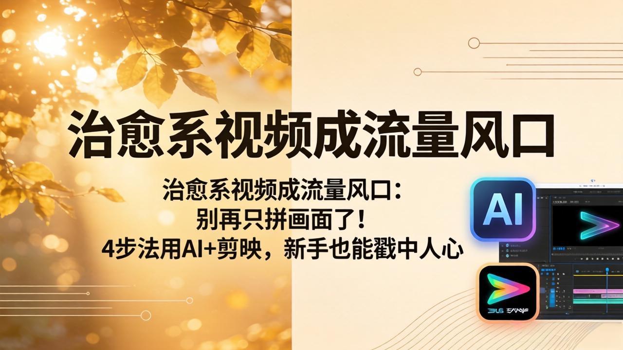 （18219期）治愈系视频成流量风口：别再只拼画面了！4步法用AI+剪映，新手也能戳中人心汇创网-网创项目_汇创网_中创网_福缘网_冒泡网_网创项目平台汇创网