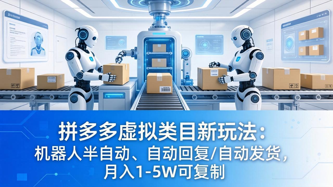 （18038期）拼多多虚拟类目新玩法：机器人半自动、自动回复 /自动发货，月入 1-5W 可复制汇创网-网创项目_汇创网_中创网_福缘网_冒泡网_网创项目平台汇创网