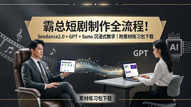 （18153期）霸总短剧制作全流程！Seedance2.0 + GPT + Suno 沉浸式教学｜附素材练习包下载汇创网-网创项目_汇创网_中创网_福缘网_冒泡网_网创项目平台汇创网