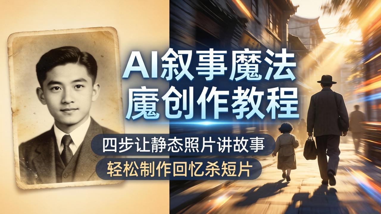 （18208期）AI叙事魔法创作教程，四步让静态照片讲故事，老照片修复加动态特效，轻松制作回忆杀短片汇创网-网创项目_汇创网_中创网_福缘网_冒泡网_网创项目平台汇创网