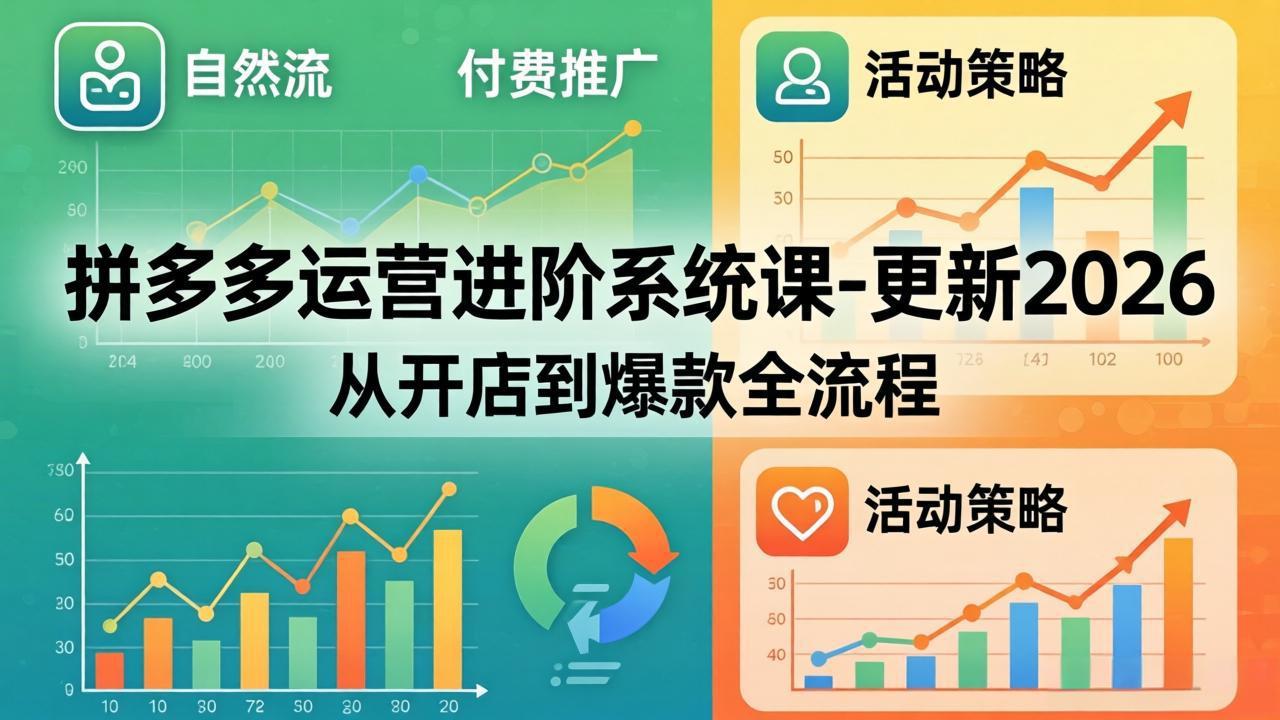 （18157期）拼多多运营进阶系统课-更新2026：从开店到爆款全流程，自然流+付费推广+活动策略汇创网-网创项目_汇创网_中创网_福缘网_冒泡网_网创项目平台汇创网