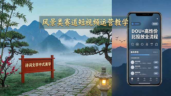 （17992期）风景类赛道短视频运营教学：诗词文学中式美学，新号养号对标账号定位，DOU+高性价比投放全流程汇创网-网创项目_汇创网_中创网_福缘网_冒泡网_网创项目平台汇创网