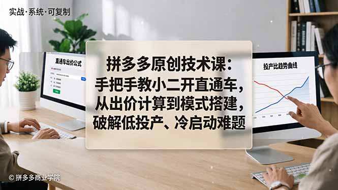 （18159期）拼多多原创技术课：手把手教小二开直通车，从出价计算到模式搭建，破解低投产、冷启动难题汇创网-网创项目_汇创网_中创网_福缘网_冒泡网_网创项目平台汇创网