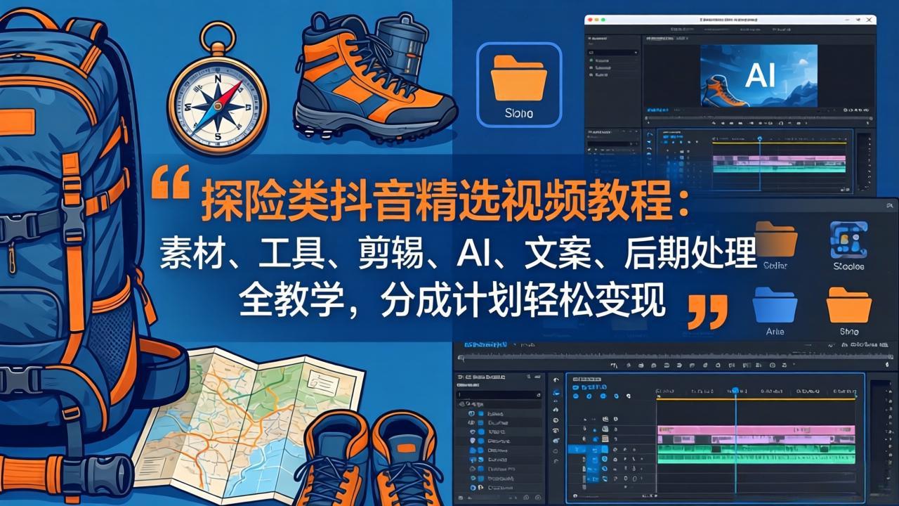 （17994期）探险类抖音精选视频教程：素材、工具、剪辑、AI、文案、后期处理全教学，分成计划轻松变现汇创网-网创项目_汇创网_中创网_福缘网_冒泡网_网创项目平台汇创网