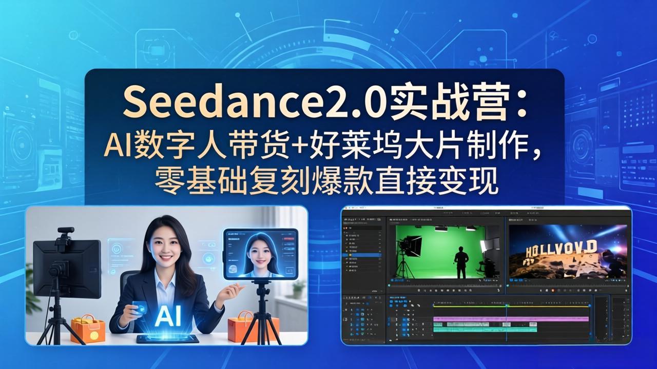 （18238期）Seedance2.0实战营：AI数字人带货+好莱坞大片制作，零基础复刻爆款直接变现汇创网-网创项目_汇创网_中创网_福缘网_冒泡网_网创项目平台汇创网