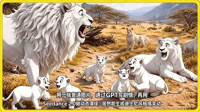 （18137期）用一张普通图片，通过GPT写剧情，再用Seedance 2.0做动态演绎，居然能生成迪士尼风格搞笑动画汇创网-网创项目_汇创网_中创网_福缘网_冒泡网_网创项目平台汇创网