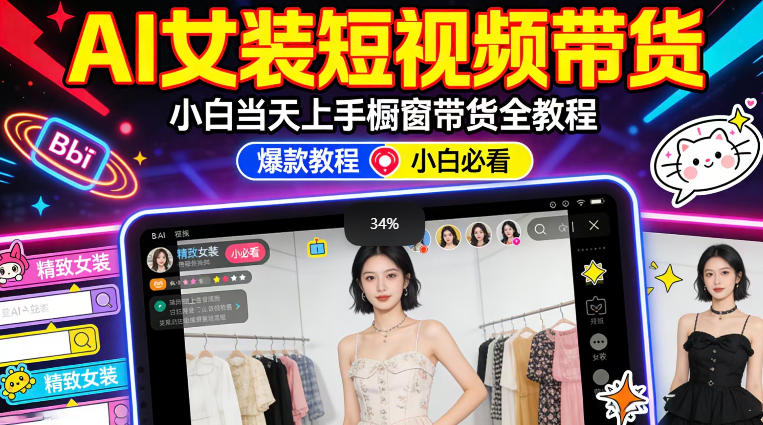 AI女装短视频橱窗带货：小白零门槛当天上手，高佣金爆款轻松賺！汇创网-网创项目_汇创网_中创网_福缘网_冒泡网_网创项目平台汇创网