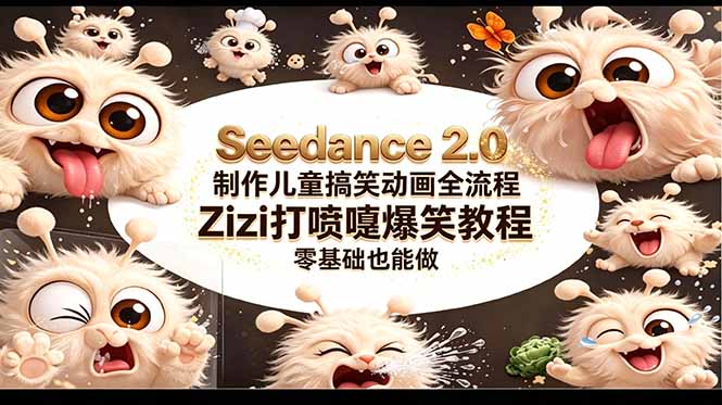 （18211期）Seedance 2.0 制作儿童搞笑动画全流程Zizi打喷嚏爆笑教程｜零基础也能做汇创网-网创项目_汇创网_中创网_福缘网_冒泡网_网创项目平台汇创网