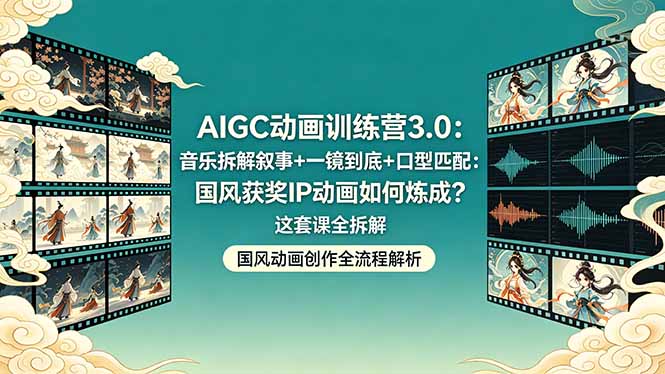 （18244期）AIGC动画训练营3.0：音乐拆解叙事+一镜到底+口型匹配：国风获奖IP动画如何炼成？这套课全拆解汇创网-网创项目_汇创网_中创网_福缘网_冒泡网_网创项目平台汇创网