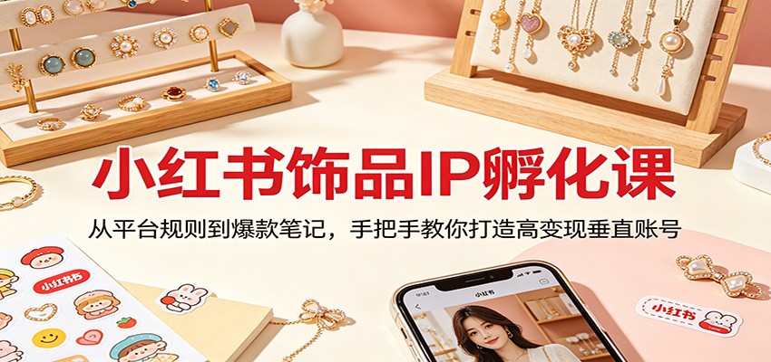 小红书饰品IP孵化课：从平台规则到爆款笔记，手把手教你打造高变现垂直账号汇创网-网创项目_汇创网_中创网_福缘网_冒泡网_网创项目平台汇创网