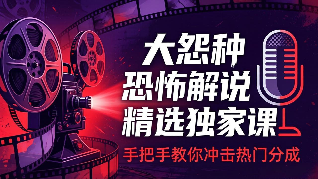 (17920期)大怨种恐怖解说精选独家课:电影下载+文案配音+片头封面,手把手教你冲击热门分成汇创网-网创项目_汇创网_中创网_福缘网_冒泡网_网创项目平台汇创网