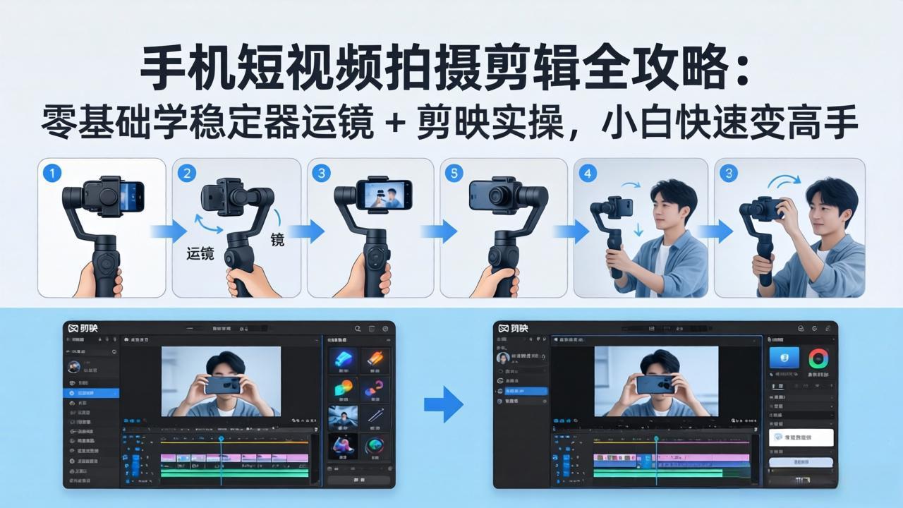 （18003期）手机短视频拍摄剪辑全攻略：零基础学稳定器运镜 + 剪映实操，小白快速变高手汇创网-网创项目_汇创网_中创网_福缘网_冒泡网_网创项目平台汇创网