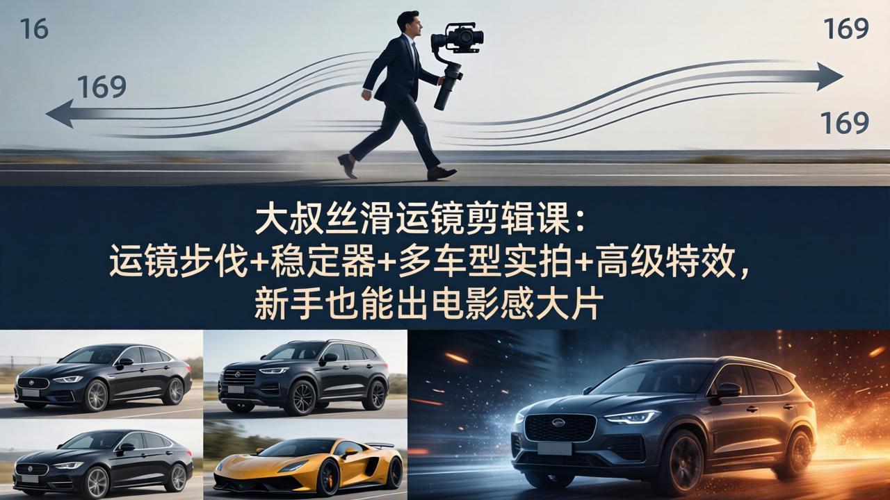 （18004期）大叔丝滑运镜剪辑课：运镜步伐+稳定器+多车型实拍+高级特效，新手也能出电影感大片汇创网-网创项目_汇创网_中创网_福缘网_冒泡网_网创项目平台汇创网