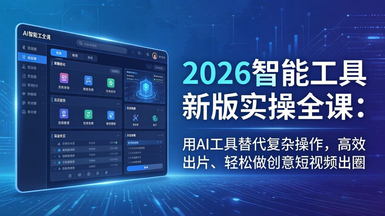 （18005期）2026智能工具新版实操全课：用AI工具替代复杂操作，高效出片、轻松做创意短视频出圈汇创网-网创项目_汇创网_中创网_福缘网_冒泡网_网创项目平台汇创网
