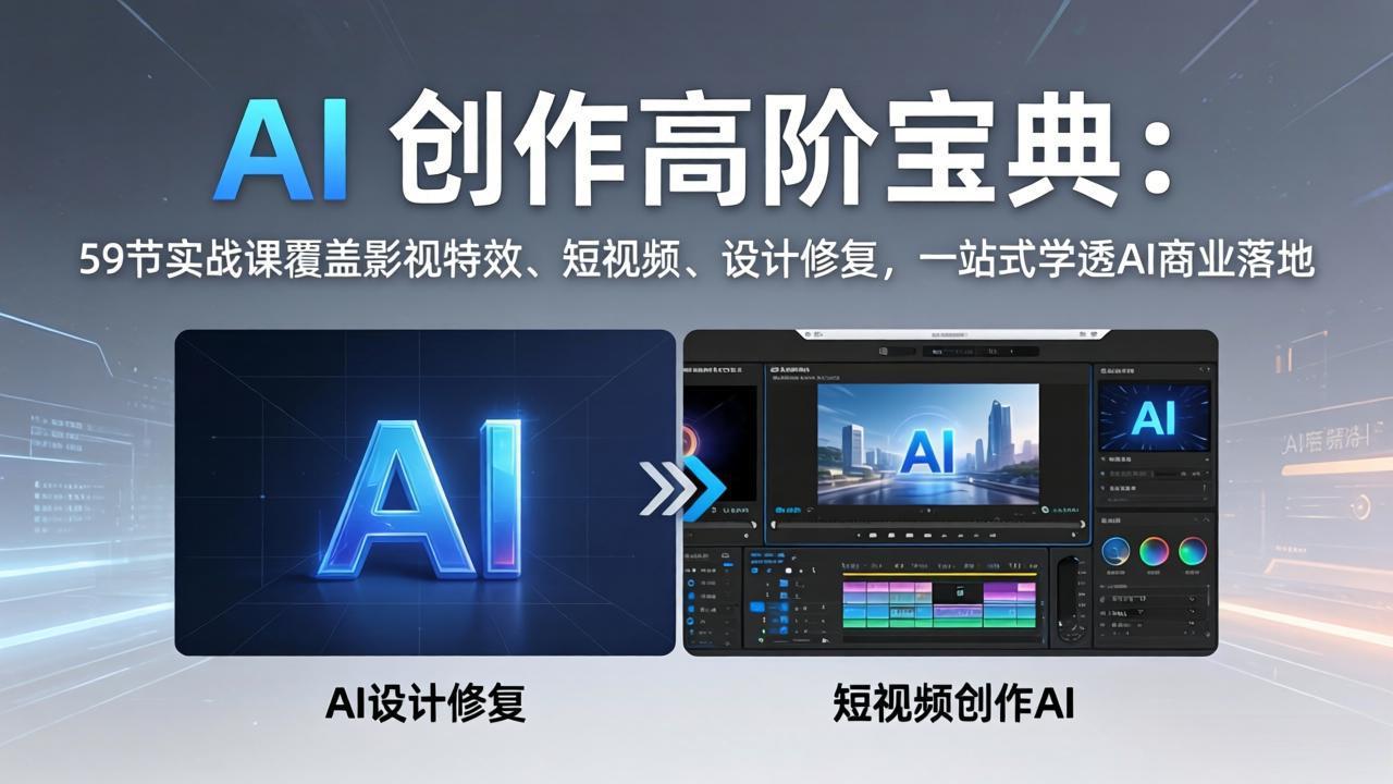 (17887期)AI 创作高阶宝典:59节实战课覆盖影视特效、短视频、设计修复,一站式学透AI商业落地汇创网-网创项目_汇创网_中创网_福缘网_冒泡网_网创项目平台汇创网
