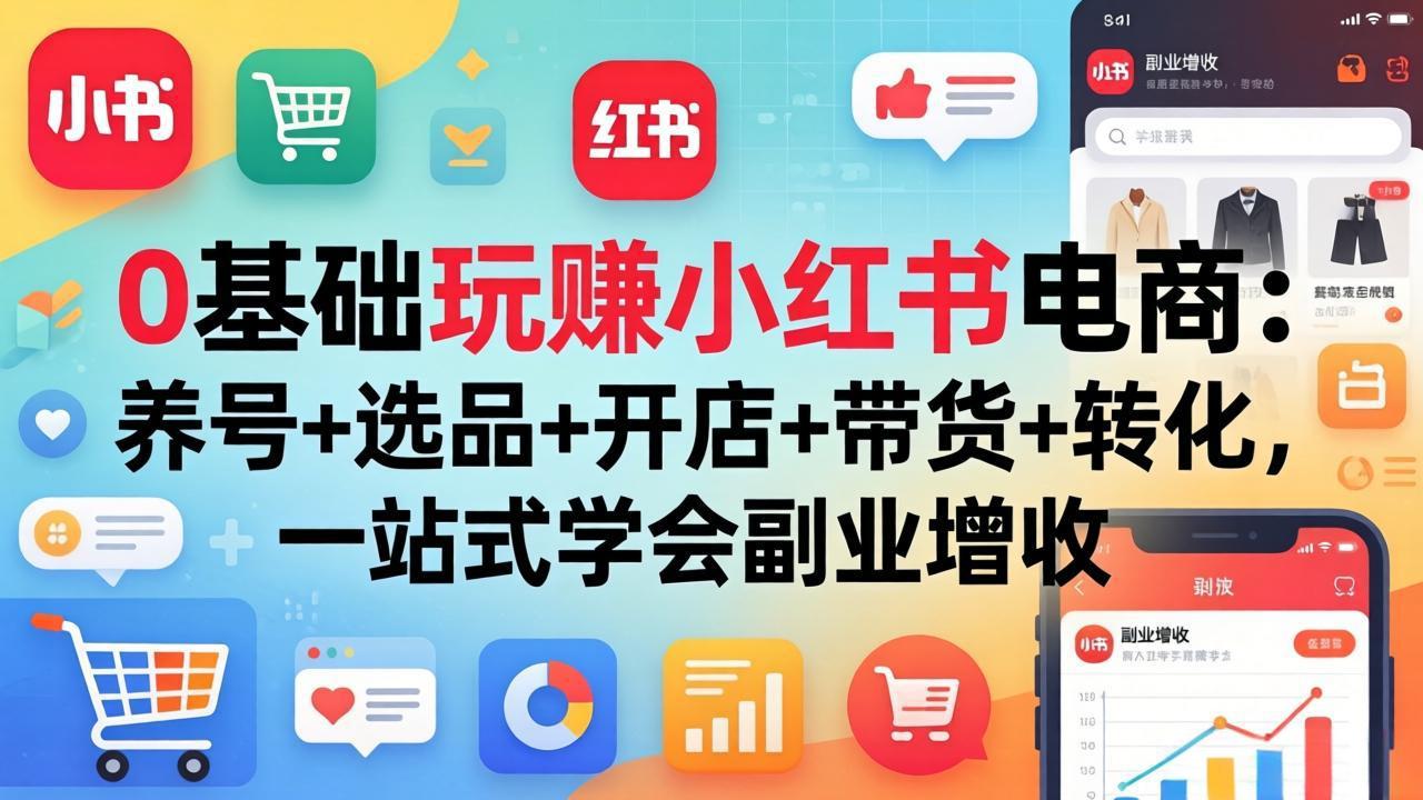 （17949期）0基础玩赚小红书电商：养号+选品+开店+带货+转化，一站式学会副业增收汇创网-网创项目_汇创网_中创网_福缘网_冒泡网_网创项目平台汇创网