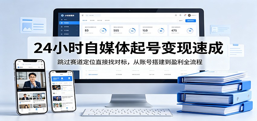 24小时自媒体起号变现速成，跳过赛道定位直接找对标，从账号搭建到盈利全流程汇创网-网创项目_汇创网_中创网_福缘网_冒泡网_网创项目平台汇创网