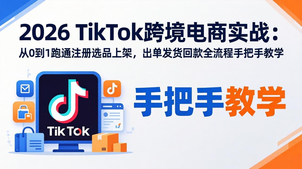 （18027期）2026TikTok跨境电商实战-更新：从0到1跑通注册选品上架，出单发货回款全流程手把手教学汇创网-网创项目_汇创网_中创网_福缘网_冒泡网_网创项目平台汇创网
