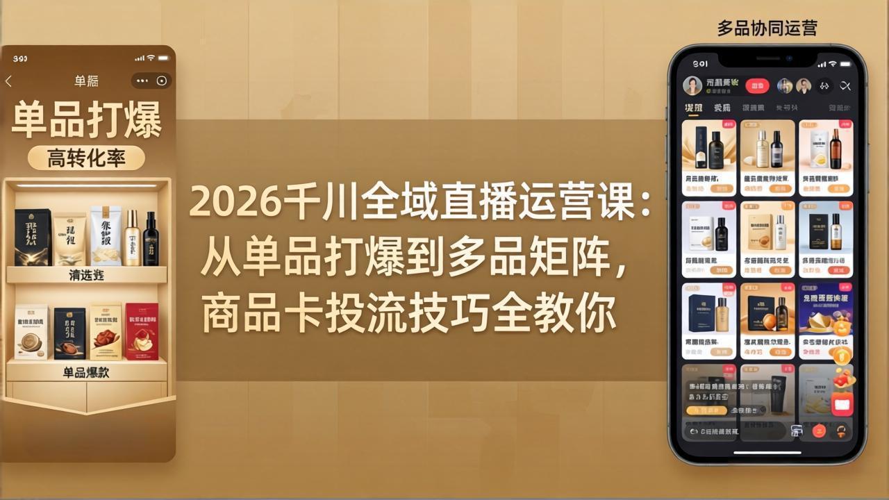 （18028期）2026千川全域直播运营课：从单品打爆到多品矩阵，商品卡投流技巧全教你汇创网-网创项目_汇创网_中创网_福缘网_冒泡网_网创项目平台汇创网