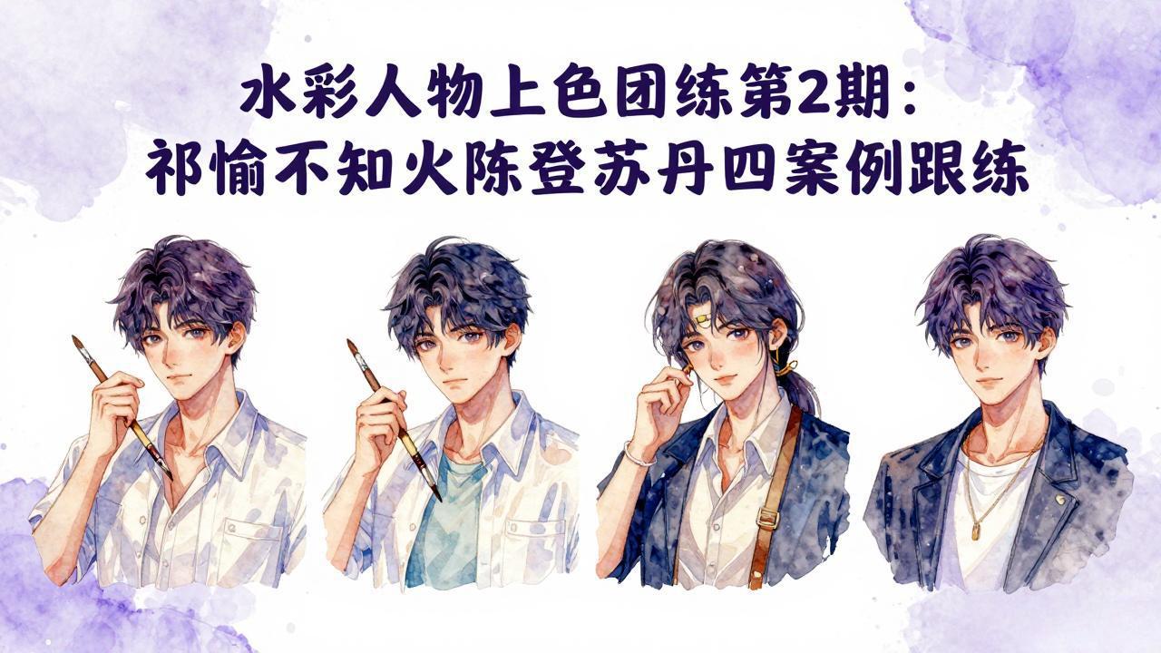 （17954期）水彩人物上色团练第2期：祁煜不知火陈登苏丹四案例跟练，手把手提升绘画能力汇创网-网创项目_汇创网_中创网_福缘网_冒泡网_网创项目平台汇创网