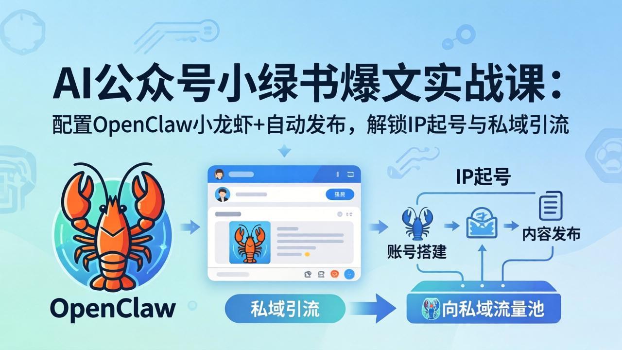 （18132期）AI公众号小绿书变现实战课：小绿书爆文写作+OpenClaw自动发布，解锁IP起号与私域引流汇创网-网创项目_汇创网_中创网_福缘网_冒泡网_网创项目平台汇创网